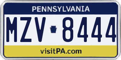 PA license plate MZV8444