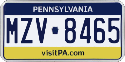 PA license plate MZV8465