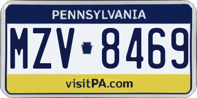 PA license plate MZV8469