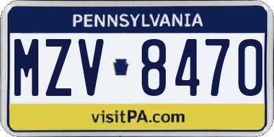 PA license plate MZV8470