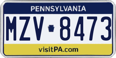 PA license plate MZV8473