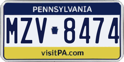 PA license plate MZV8474