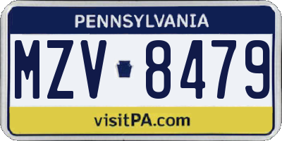 PA license plate MZV8479