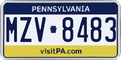 PA license plate MZV8483