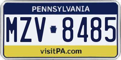PA license plate MZV8485