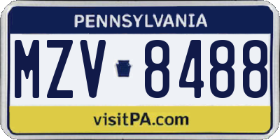 PA license plate MZV8488