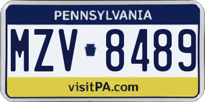 PA license plate MZV8489
