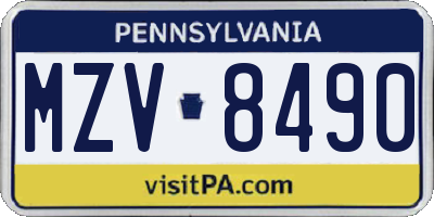 PA license plate MZV8490