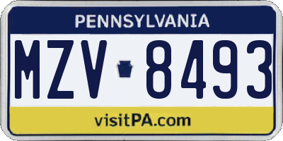 PA license plate MZV8493