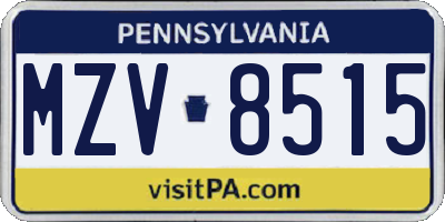 PA license plate MZV8515