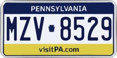 PA license plate MZV8529