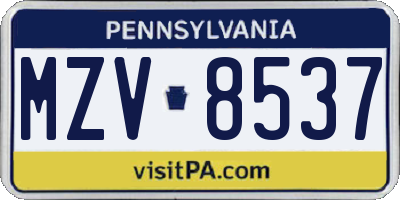 PA license plate MZV8537