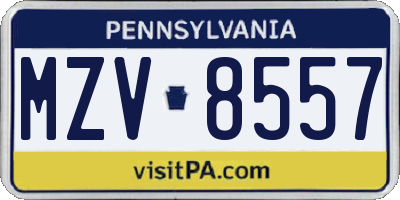 PA license plate MZV8557