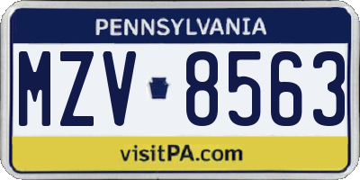 PA license plate MZV8563