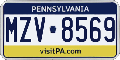PA license plate MZV8569