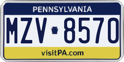 PA license plate MZV8570
