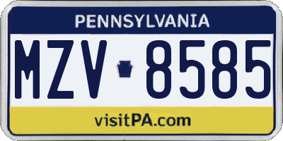 PA license plate MZV8585