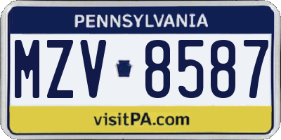 PA license plate MZV8587