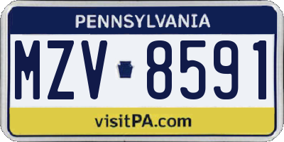PA license plate MZV8591