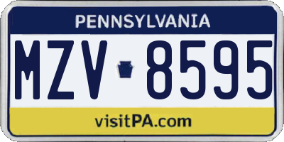 PA license plate MZV8595