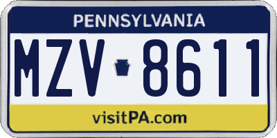 PA license plate MZV8611