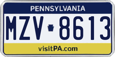 PA license plate MZV8613