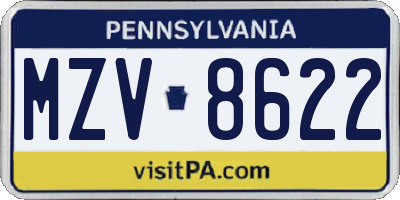 PA license plate MZV8622