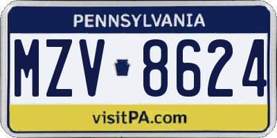 PA license plate MZV8624