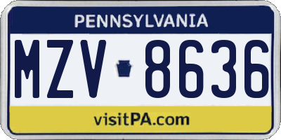 PA license plate MZV8636