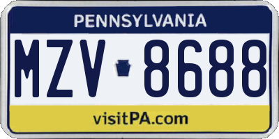 PA license plate MZV8688