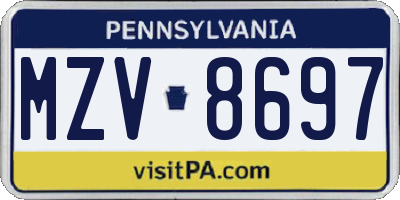 PA license plate MZV8697