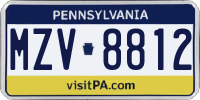 PA license plate MZV8812