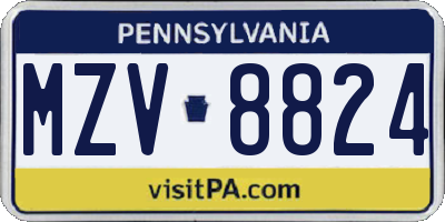 PA license plate MZV8824