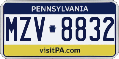 PA license plate MZV8832
