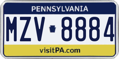 PA license plate MZV8884
