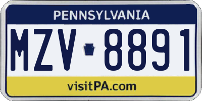 PA license plate MZV8891