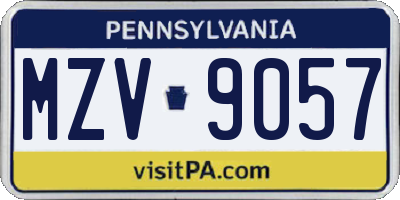 PA license plate MZV9057