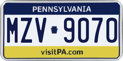 PA license plate MZV9070