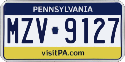 PA license plate MZV9127