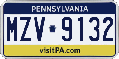 PA license plate MZV9132