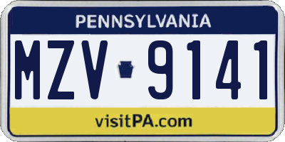 PA license plate MZV9141