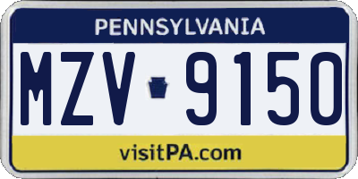 PA license plate MZV9150