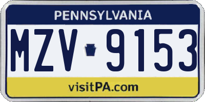 PA license plate MZV9153