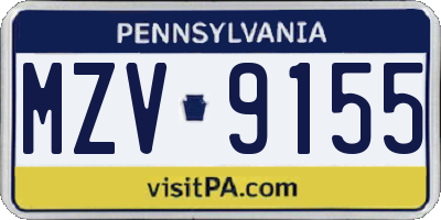 PA license plate MZV9155