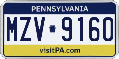 PA license plate MZV9160