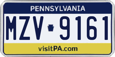 PA license plate MZV9161
