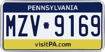 PA license plate MZV9169