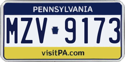 PA license plate MZV9173