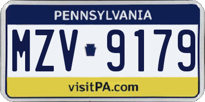 PA license plate MZV9179