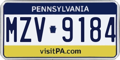 PA license plate MZV9184